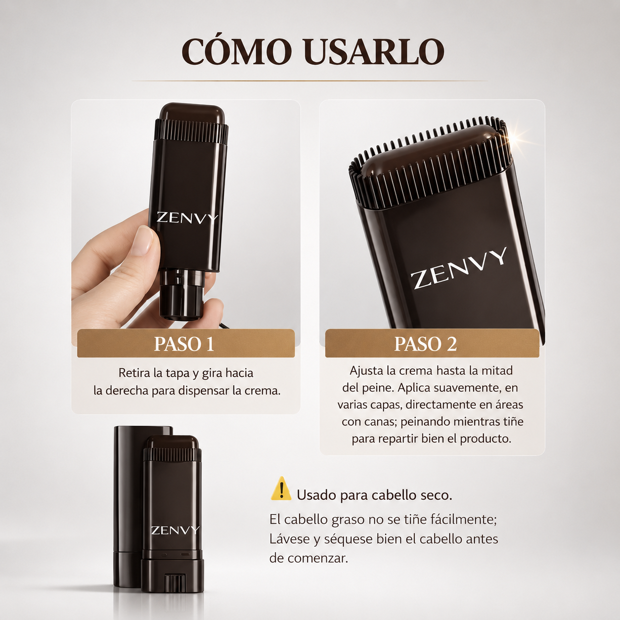 Peine Retocador de Canas 2 en 1 – Cobertura Instantánea