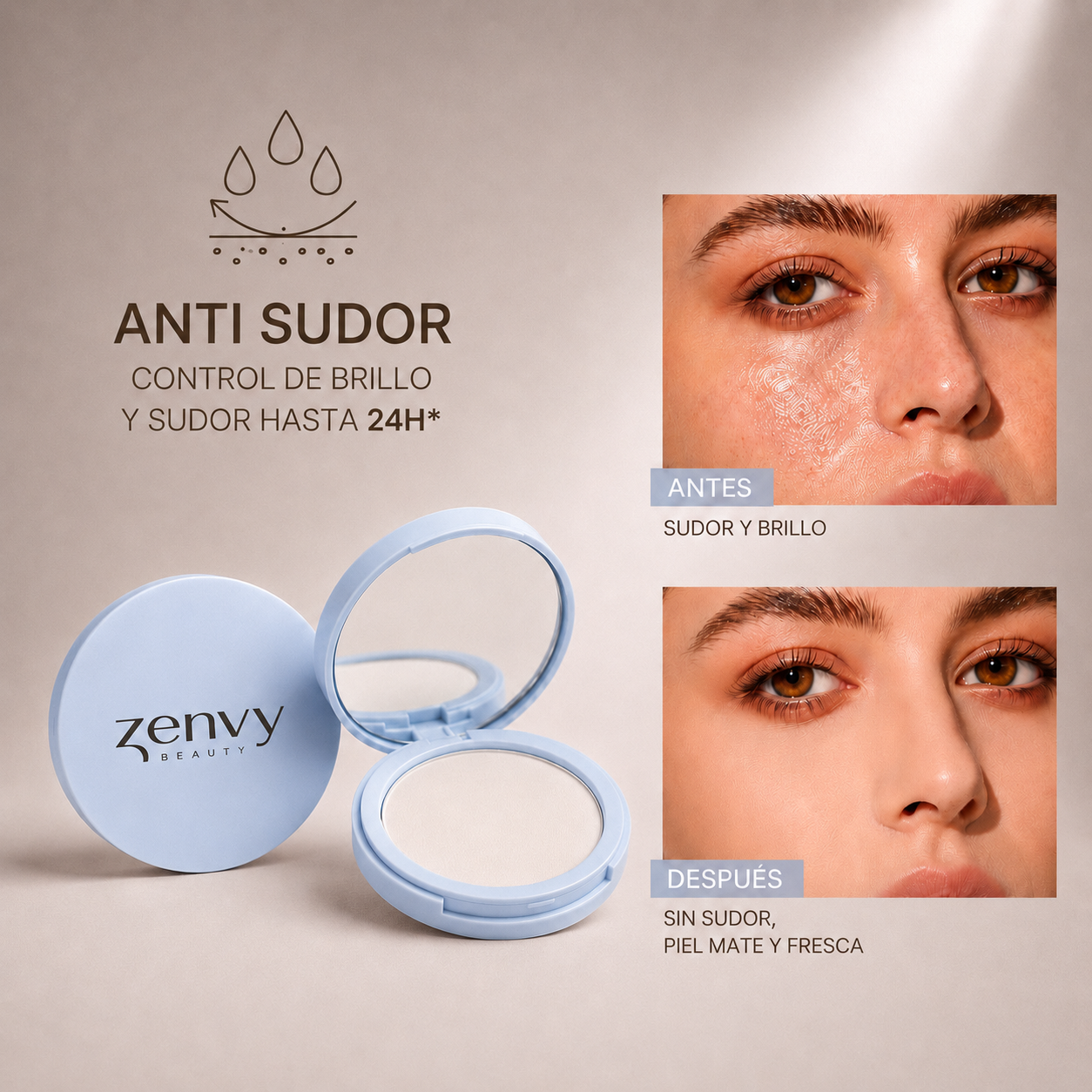DRYSKIN Polvos faciales anti-sudor 24H
