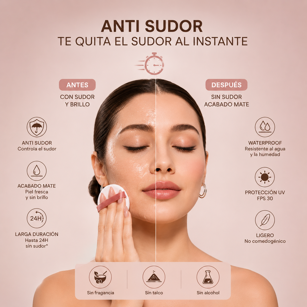 DRYSKIN Polvos faciales anti-sudor 24H